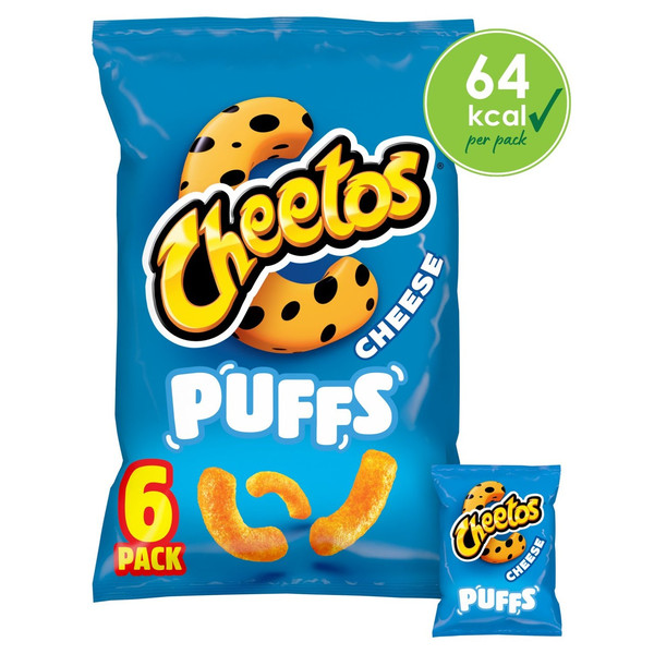 Cheetos Cheese Puffs, 6 x 13g, front of pack, available at crisps.biz