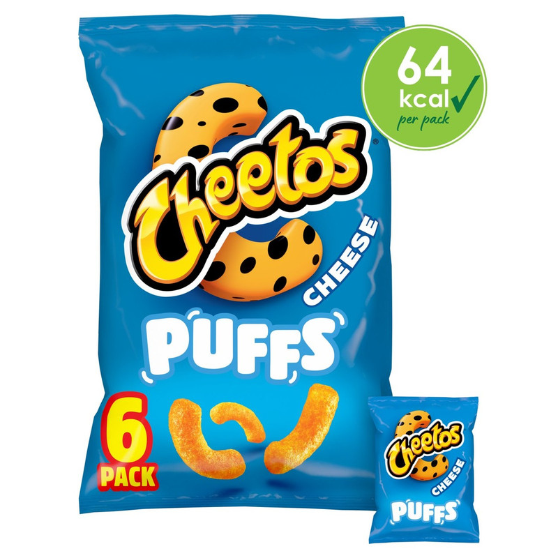 Cheetos Cheese Puffs, 6 x 13g, front of pack, available at crisps.biz
