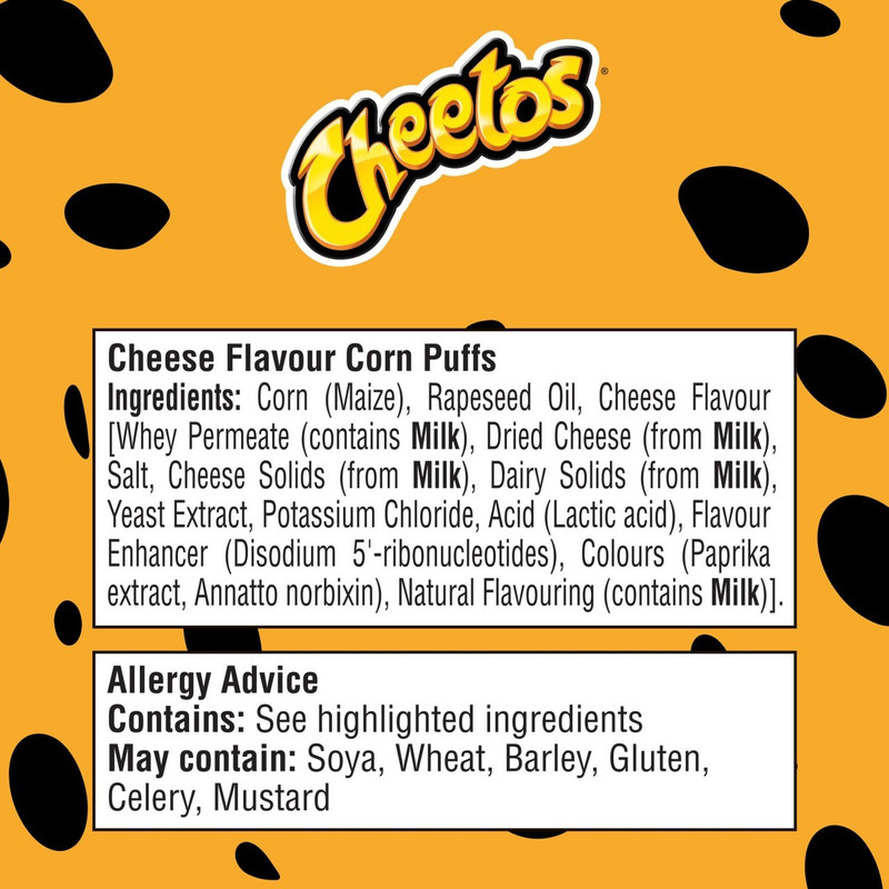 Cheetos Cheese Puffs, 6 x 13g, pack shot 3, available at crisps.biz