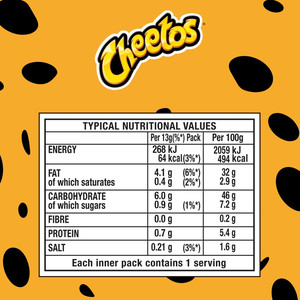 Cheetos Cheese Puffs, 6 x 13g, pack shot 4, available at crisps.biz