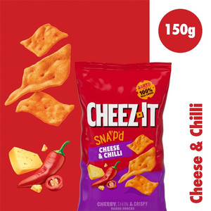Cheez-It Cheese and Chilli Thin and Crispy Baked Snacks, 150g, pack shot 2, available at crisps.biz