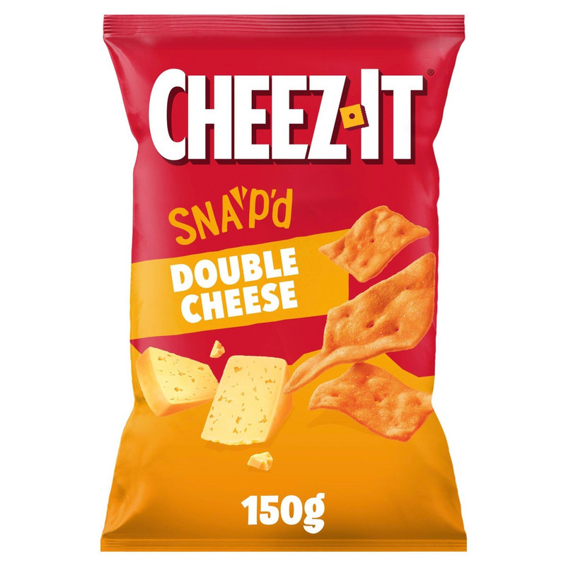 Cheez-It Double Cheese Thin and Crispy Baked Snacks, 150g, front of pack, available at crisps.biz