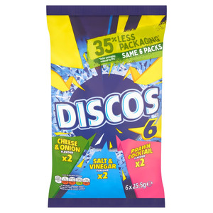 Discos Variety Crisps, 6 x 25.5g, pack shot 2, available at crisps.biz