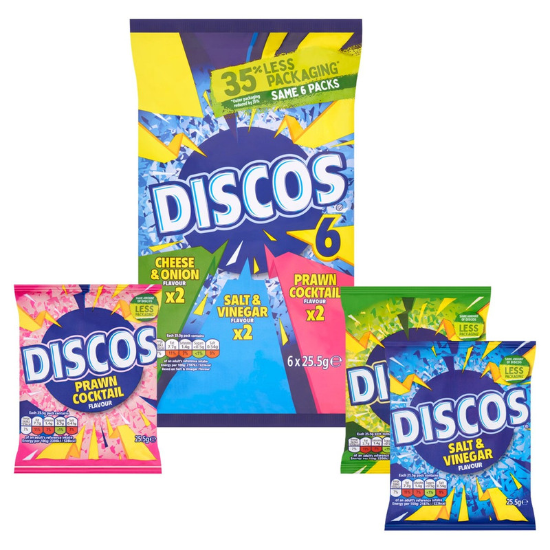 Discos Variety Crisps, 6 x 25.5g, pack shot 4, available at crisps.biz