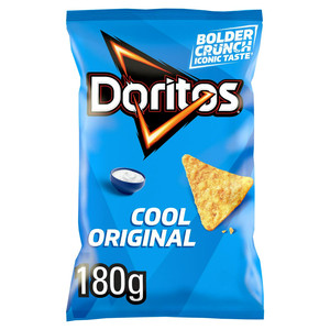 Doritos Cool Original Tortilla Chips, 180g, front of pack, available at crisps.biz