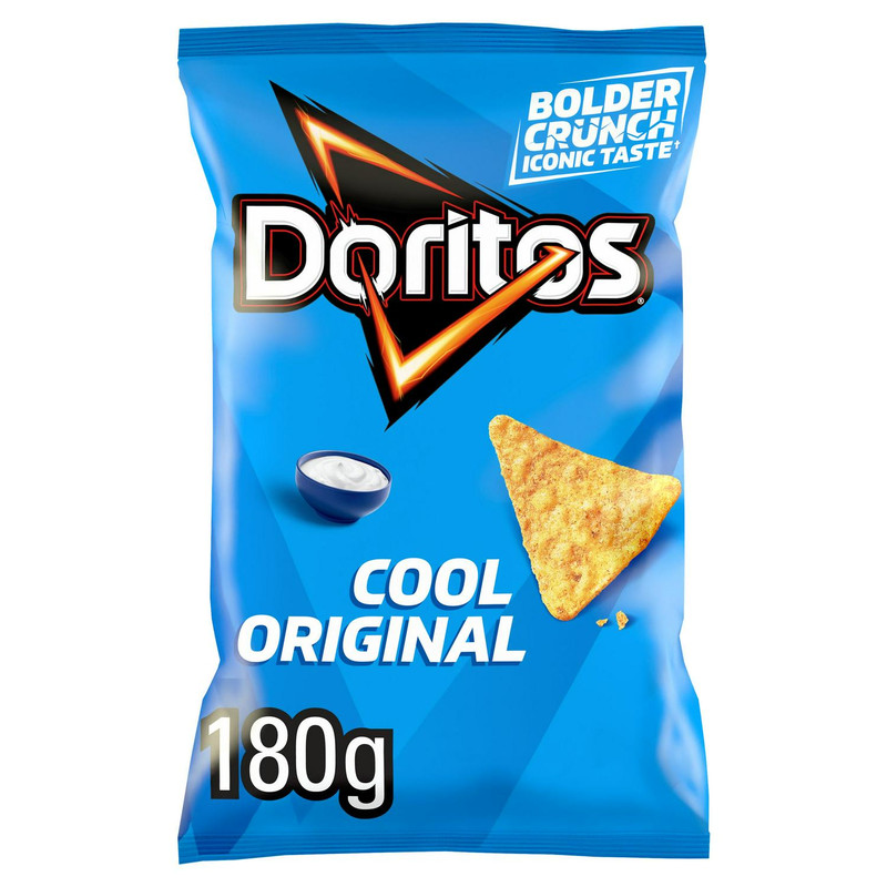 Doritos Cool Original Tortilla Chips, 180g, front of pack, available at crisps.biz
