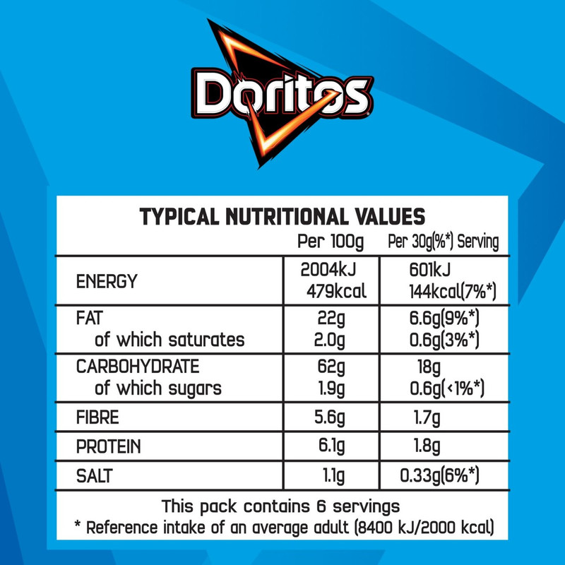 Doritos Cool Original Tortilla Chips, 180g, pack shot 4, available at crisps.biz
