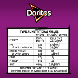 Doritos Extra Flamin Hot Tortilla Chips, 163g, pack shot 2, available at crisps.biz