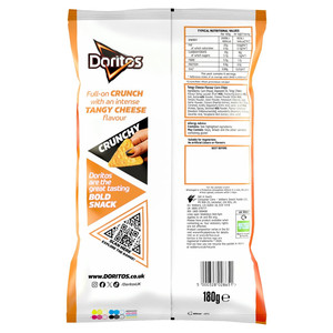 Doritos Tangy Cheese Tortilla Chips, 180g, pack shot 2, available at crisps.biz