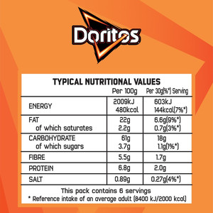 Doritos Tangy Cheese Tortilla Chips, 180g, pack shot 5, available at crisps.biz
