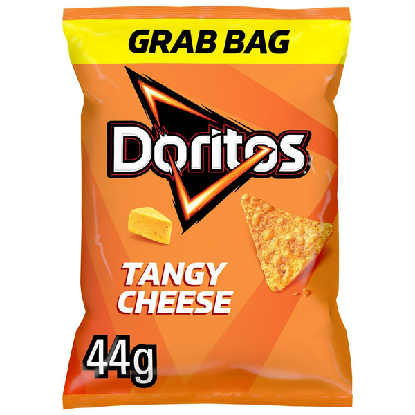 Doritos Tangy Cheese Tortilla Chips, 44g, front of pack, available at crisps.biz
