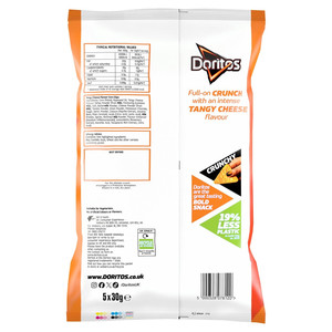 Doritos Tangy Cheese Tortilla Chips, 5 x 30g, pack shot 4, available at crisps.biz