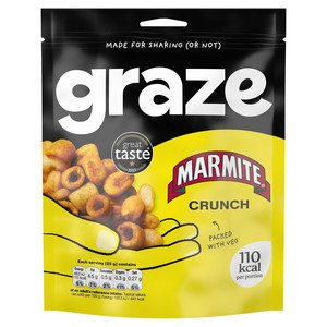 Graze Marmite Veg Crunch, 100g, pack shot 2, available at crisps.biz