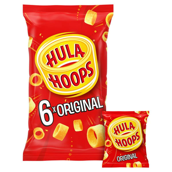 Hula Hoops Original Potato Rings, 6 x 24g, front of pack, available at crisps.biz
