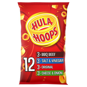 Hula Hoops Variety Potato Rings, 12 x 24g, front of pack, available at crisps.biz