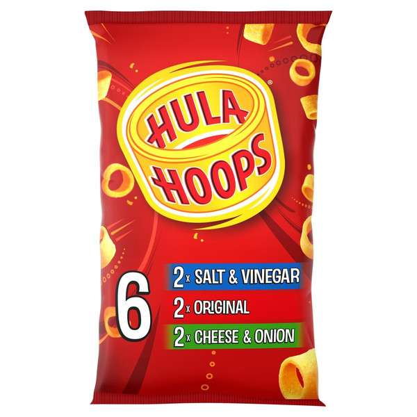 Hula Hoops Variety Potato Rings, 6 x 24g, front of pack, available at crisps.biz