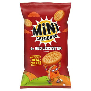 Jacob's Mini Cheddars Red Leicester Snacks, 6 x 23g, front of pack, available at crisps.biz