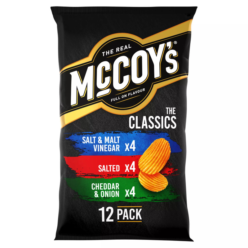 McCoy's Classic Variety Crisps, 12 x 25g, front of pack, available at crisps.biz