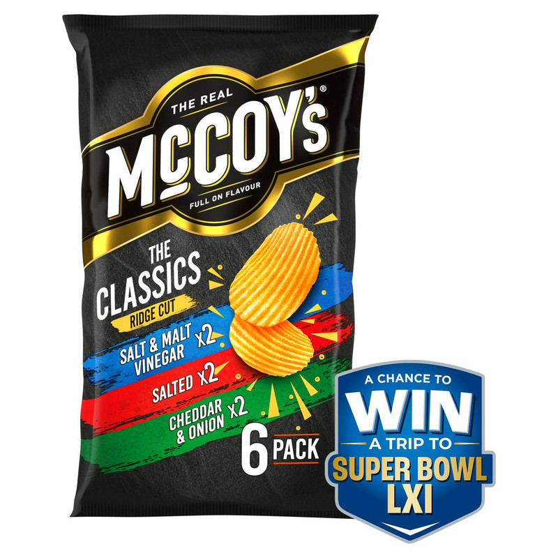McCoy's Classic Variety Crisps, 6 x 25g, front of pack, available at crisps.biz