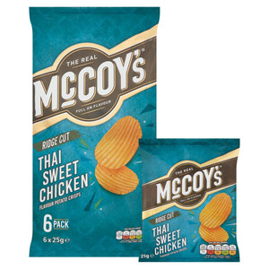 McCoy's Thai Sweet Chicken Crisps, 6 x 25g, pack shot 2, available at crisps.biz
