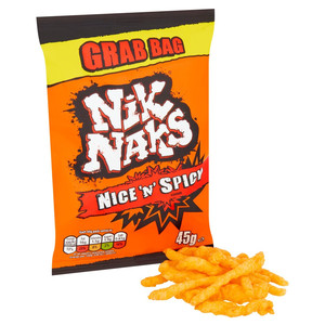 Nik Naks Nice 'n' Spicy Snacks, 45g, pack shot 2, available at crisps.biz