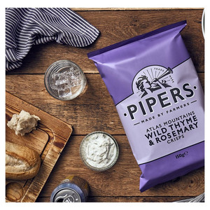 Pipers Atlas Mountains Wild Thyme and Rosemary Crisps, 150g, pack shot 3, available at crisps.biz