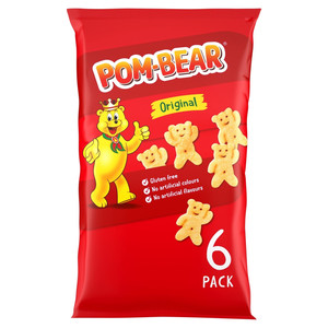 Pom-Bear Original Snacks, 6 x 13g, pack shot 2, available at crisps.biz
