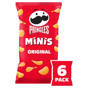 Pringles Minis Original Crisps, 6 x 20g, front of pack, available at crisps.biz