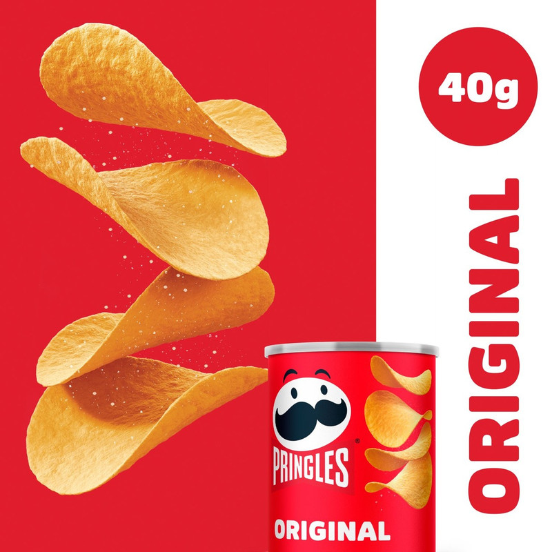 Pringles Original Crisps, 40g, pack shot 3, available at crisps.biz