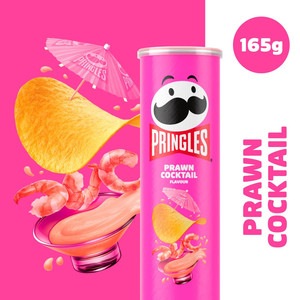 Pringles Prawn Cocktail Crisps, 165g, pack shot 2, available at crisps.biz