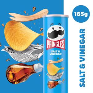 Pringles Salt and Vinegar Crisps, 165g, pack shot 2, available at crisps.biz
