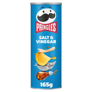 Pringles Salt and Vinegar Crisps, 165g, pack shot 3, available at crisps.biz