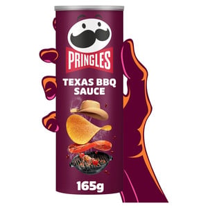 Pringles Texas BBQ Sauce Crisps, 165g, front of pack, available at crisps.biz