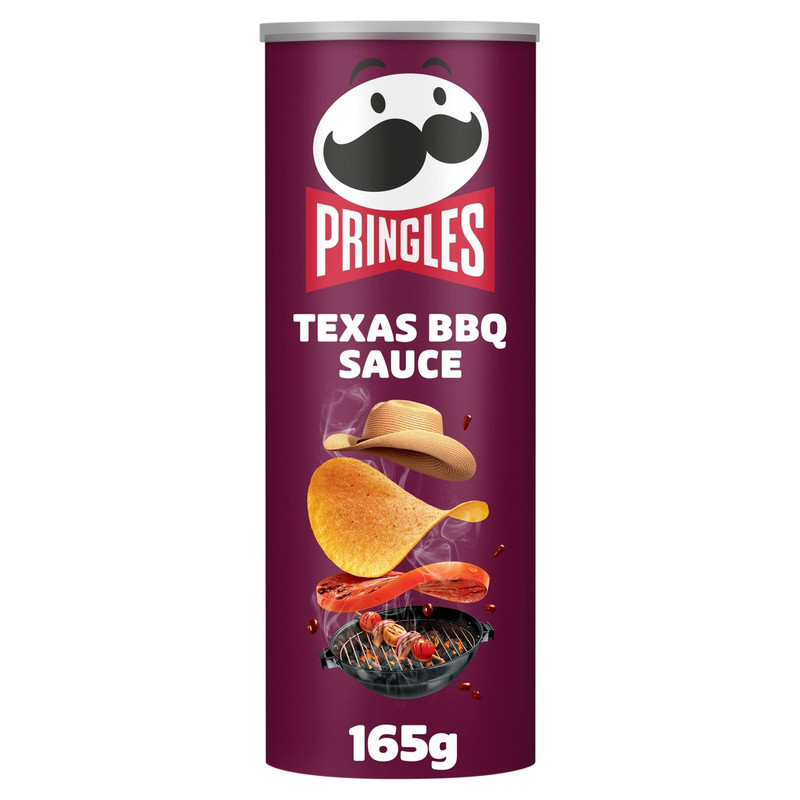 Pringles Texas BBQ Sauce Crisps, 165g, pack shot 2, available at crisps.biz