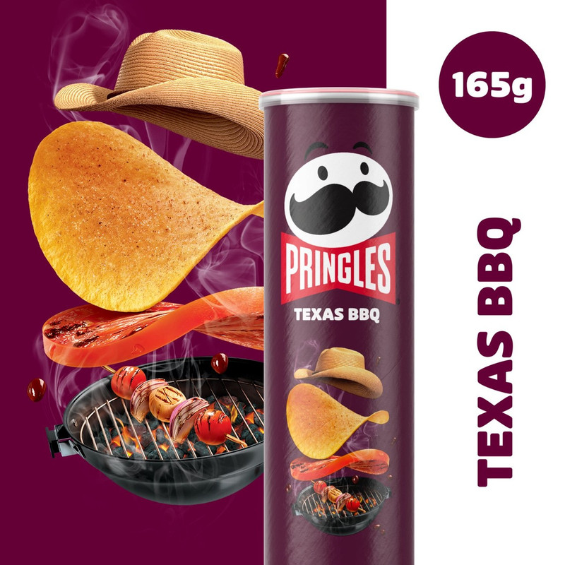 Pringles Texas BBQ Sauce Crisps, 165g, pack shot 3, available at crisps.biz
