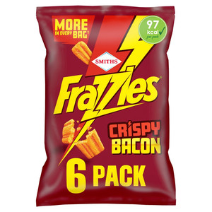Smiths Frazzles Bacon Snacks, 6 x 20g, pack shot 2, available at crisps.biz
