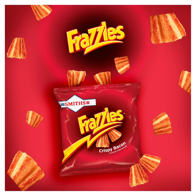Smiths Frazzles Bacon Snacks, 6 x 20g, pack shot 3, available at crisps.biz