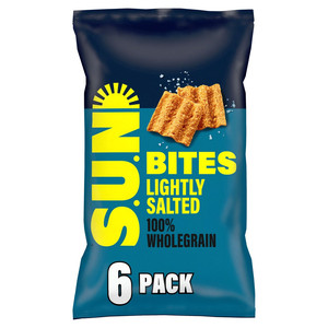 Sunbites Lightly Salted Wholegrain Crisps, 6 x 25g, pack shot 2, available at crisps.biz