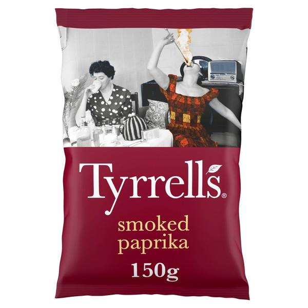 Tyrrells Smoked Paprika Crisps, 150g, front of pack, available at crisps.biz