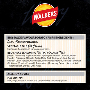 Walkers BBQ Sauce Crisps, 6 x 25g, pack shot 5, available at crisps.biz