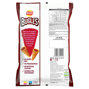 Walkers Bugles Southern Style BBQ Snacks, 110g, pack shot 2, available at crisps.biz