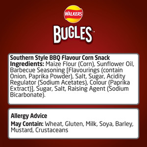 Walkers Bugles Southern Style BBQ Snacks, 110g, pack shot 5, available at crisps.biz
