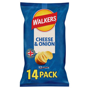 Walkers Cheese and Onion Crisps, 14 x 25g, pack shot 5, available at crisps.biz