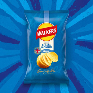 Walkers Cheese and Onion Crisps, 6 x 25g, pack shot 2, available at crisps.biz