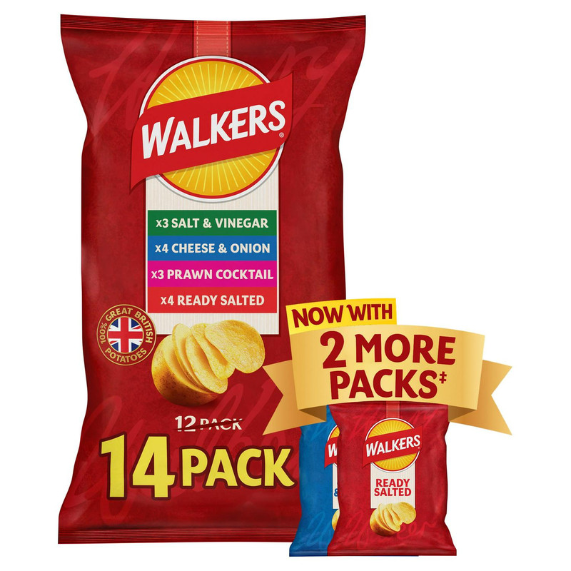 Walkers Classic Variety Crisps, 14 x 25g, front of pack, available at crisps.biz