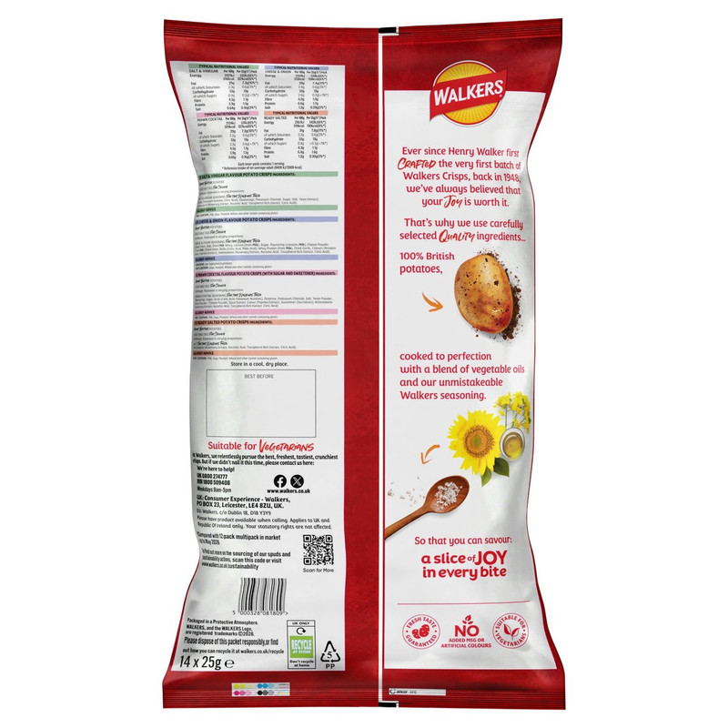 Walkers Classic Variety Crisps, 14 x 25g, pack shot 2, available at crisps.biz