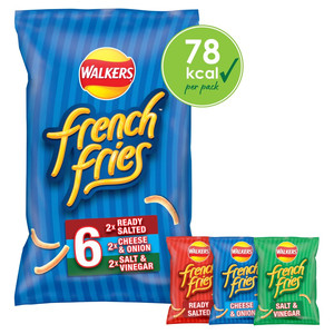 Walkers French Fries Variety Snacks, 6 x 18g, front of pack, available at crisps.biz