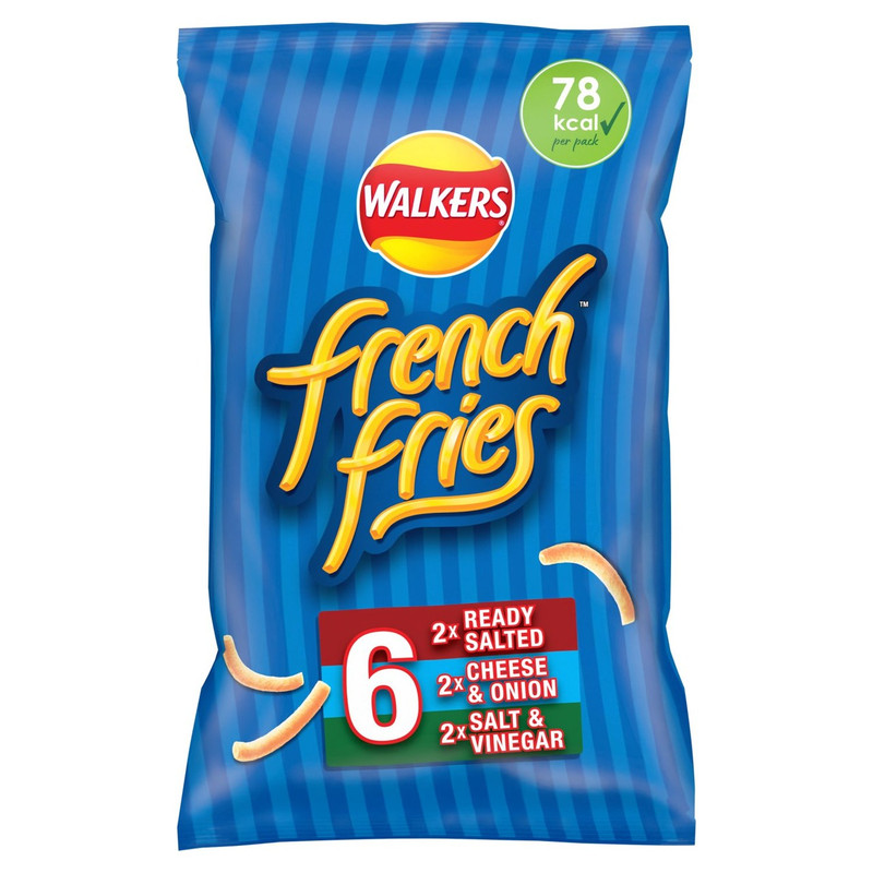 Walkers French Fries Variety Snacks, 6 x 18g, pack shot 2, available at crisps.biz