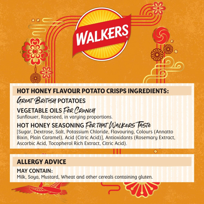 Walkers Hot Honey Crisps, 6 x 25g, pack shot 3, available at crisps.biz