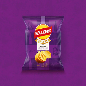 Walkers Lea and Perrins Worcester Sauce Crisps, 45g, pack shot 2, available at crisps.biz